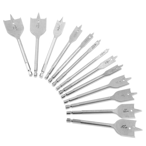Foret plat pour le travail du bois en alliage d'acier robuste avec pochette, lot de 13 embouts