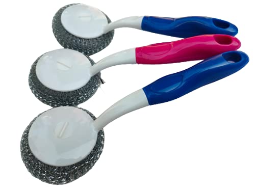 Steel Scrubber with Handle for Dish Washing, Sink Cleaning, Kitchen Cleaning/Pack of 3 /Multicolor, Size -24 CM (B09CNGPS8M) Amazon Price History, Amazon Price Tracker