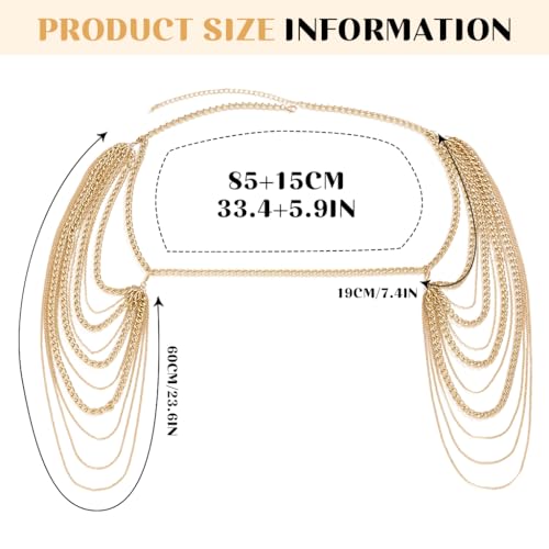 SANNIDHI® Tassel Body Chain Fashion Piece Golden Layered Tassel Chain for Off-shoulder Dress Adjustable Shoulder Tassel Charm Chain Party Wear Fashion Piece for Women 2 41Homqhrj7L. SL500