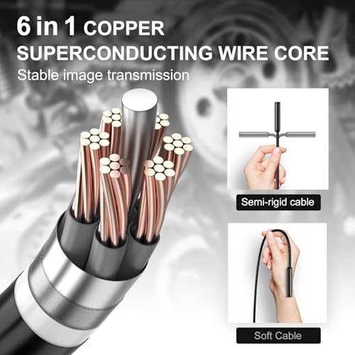 Cámara Endoscópica HD Dual Lens 1920P con Cable Semi-rígido IP67 Impermeable 8 LED Regulables Compatible con Smartphones 9.9 pies miniatura 6