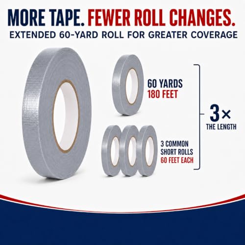 Image of GGR Supplies CDT-36 Industrial Grade Cloth Duct Tape, Grey 1 /2 Inch x 60 Yards, Waterproof UV Resistant Heavy Duty, Clean Removal with No Sticky Residue for Repairs, Packaging, and Bundling