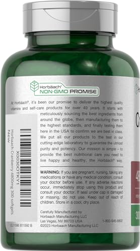 Horbäach CL11595 Cranberry Pills 4800Mg | 300 Softgels | Non-Gmo, Gluten Free Supplement thumb #2