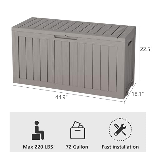 75-Gallon-Outdoor-Storage-Box-Waterproof-UV-Resistant-Resin-Deck-Boxes-Lockable-Lid-for-Delivery-Box-Indoor-Garden-Pool-Supplies-Patio-Cushions-Grey 75 Gallon Outdoor Storage Box Waterproof UV Resistant Resin Deck Boxes Lockable Lid for Delivery Box Indoor Garden Pool Supplies Patio Cushions Grey