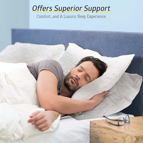 Image of BETU Cooling King Size Pillow, Shredded Memory Foam Cool Pillow for Hot Sleepers, Adjustable Firm Soft Support Bed Pillows Perfect for Back Neck Pain and Side Sleeping with Pillows Case Cover, White