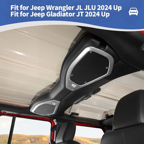 JOSHELA for 2024 Jeep JL A Pillar Top Roof Speaker Trim Cover Fit for Jeep Wrangler JL JLU Gladiator JT 2024 Up Silver Interior Accessories 4pcs by JOSHELA - Used condition - Image 4