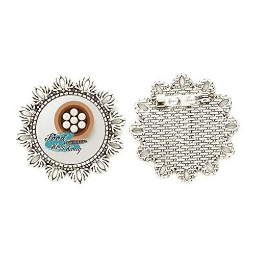 Broche de plata Hong Kong Xiaolongbao diseño flor accesorio mediano de plata