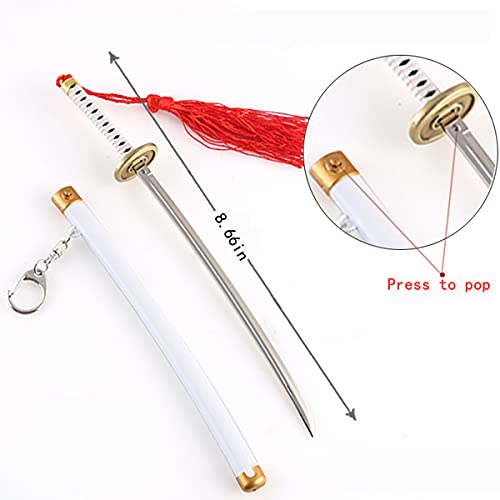 Anime Roronoa Zorro Figures Sword Keychains Mini Japanese Katana Cosplay Action Key Chain Tiny Weapon One Piece Fans Gift (White) #TOP4