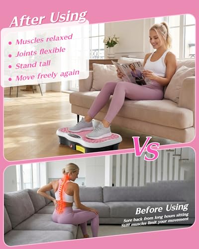 Image of Vibration Plate Exercise Machine for Lymphatic Drainage, 200 Speeds Vibrating Fitness Platform for Full Body Workout and Weight Loss, 300 Lbs Capacity with Resistance Bands for Women Men