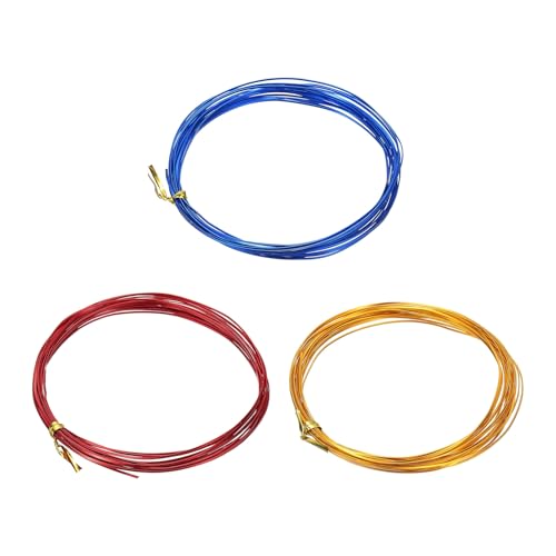 Image of uxcell 3 Rolls 24 Gauge Flat Aluminum Wire, 16.40 ft Soft Craft Wire for Flower Bonsai Crafts Carving DIY Bezel Sculpting Gem Metal Wrap, Gold Tone, Red, Dark Blue