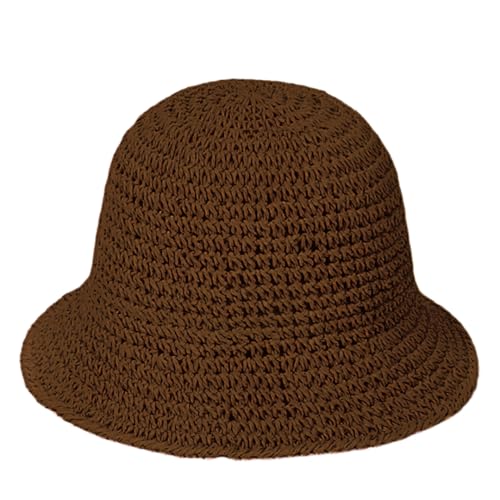 Image of Womens Floppy Straw Sun Hat Packable Wide Brim Summer Beach Hat Foldable Crochet Bucket Hats
