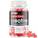 Gaelikine Creatine Monohydrate Gummies 5000mg, Max Strength with L-Taurine, B12 & B6, Creatine Gummies for Men & Women, Easy Pre Workout Muscle Growth Supplement, Berry Flavor, 60 Count (Pack of 1)