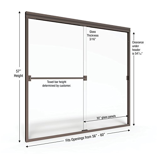 Basco Classic Bypass Tub Door A0043-60CLOR Classic sliding bathtub shower door, Oil Rubbed Bronze