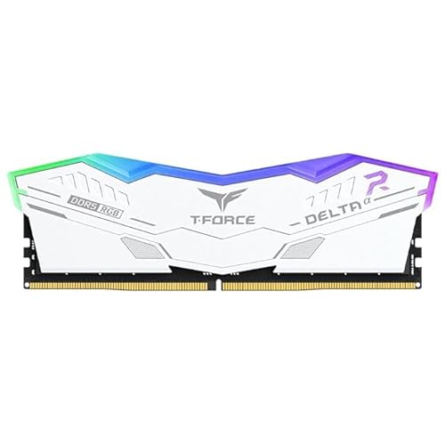 TeamGroup T-Force Delta RGB 16GB 5200MHz CL40 Desktop Gaming DDR5 Memory/RAM with Intel XMP 3.0 and AMD Expo, Supports Motherboard ARGB Sync (White) - FF4D516G5200HC40C01