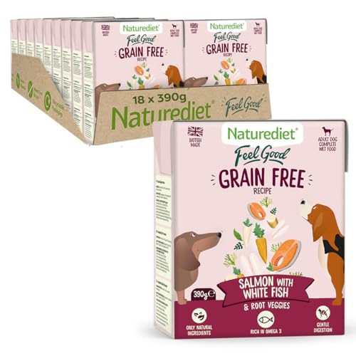 Naturediet - Feel Good Wet Dog Food Natural and Nutritionally Balanced Grain Free Salmon 390g (Pack of 18)