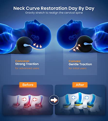 8X Pain Relief Magnetic Therapy Heated Neck Stretcher, 3X Larger Graphene Heating Pad Cervical Traction Device Pillow, Neck Hump Corrector W/Timer Setting, Relax Gifts For Tmj Tension Muscle Migraine #TOP3