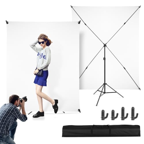 Pantalla blanca con soporte de 1,5 x 2 m, pantalla blanca con fondo ajustable, soporte para streaming, juegos, Chroma Key, estudio fotográfico, grabación de vídeo, fotografía