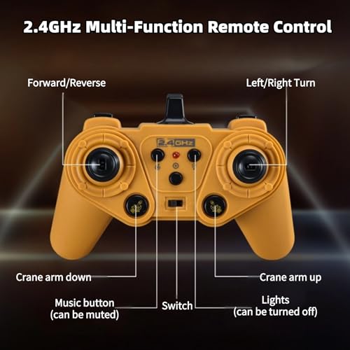 Ezweiji RC Bulldozer, 11 Kanal Ferngesteuertes Bulldozer Baufahrzeug Spielzeug 1:20 Voll funktionsfähiger RC Raupenfahrzeug mit Licht und Soundeffekten (Ferngesteuerter Kran)