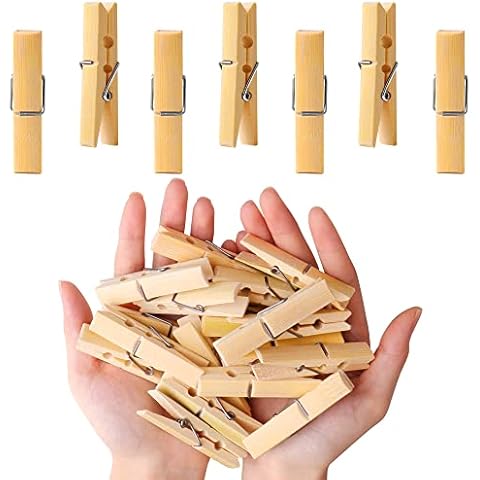 Clothes Pegs, Gadom 60Pcs Clothes Pegs for Washing Line Bamboo Pegs Washing Pegs Laundry Pegs for Washing Lines/Arts & Crafts/Photo Hanging Cover