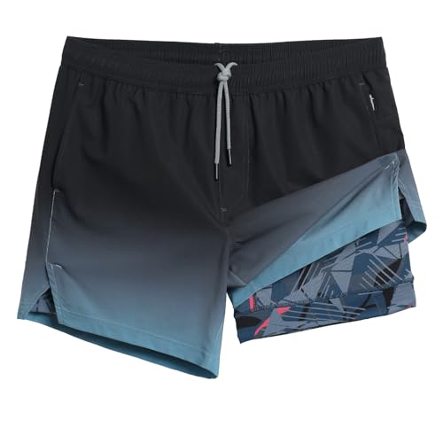 maamgic Mens 5" Gym Running Shorts for Men 2 in 1 Quick Dry Workout Athletic Shorts