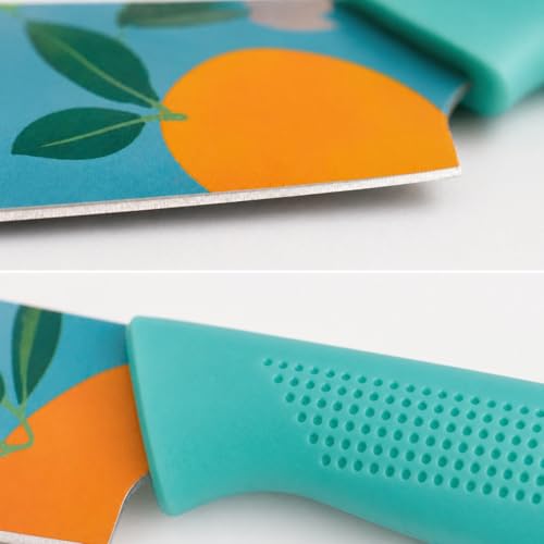 Image of Kitchen Knife Set 3-Piece Stainless Steel | Sharp Non-Stick Chef, Utility & Paring Knives | Ergonomic Non-Slip Handle for Vegetable, Fruit & Meat Cutting | Blue