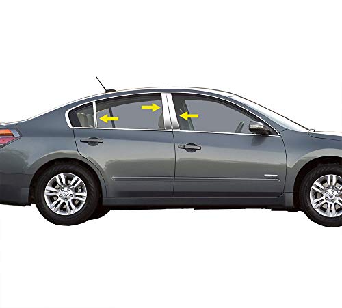 Made in USA! Compatible with 2007-2012 Nissan Altima 4 Door Sedan 6PC Stainless Steel Chrome Pillar Post