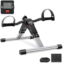 Uten Folding Pedal Exerciser, Under Desk Bike Pedal Exerciser, Mini Under Desk Exercise Bike Foot Hand Cycle Portable, Arm and Leg Exercise Peddler Machine with LCD Monitor