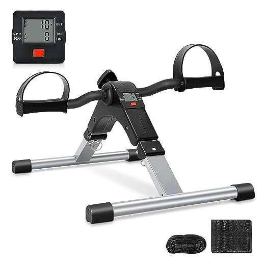 Uten Folding Pedal Exerciser, Mini Under Desk Exercise Bike Foot Hand Cycle Portable, Arm and Leg Exercise Peddler Machine with LCD Monitor