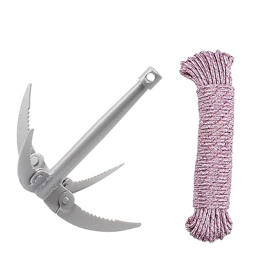 HUFFA 4 Artiglio di Ancoraggio Falce Falce Pieghevole Acqua Erba Piante Acquatiche Taglierina Erbe Coltello Affilato Accessori for la Pesca Attrezzatura Forniture (Color : 4 Anchor 20M Rope)