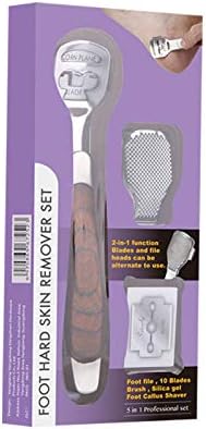 JESSICAR 5-in-1 Stainless Steel Convertible Foot Callus Shaver Foot File Set with 10pcs Shaving Blades, Pedicure Tool Corn Remover Foot Scrubber for Dry Rough Skin Foot Care