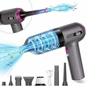 KMM Handheld Car Vacuum Cleaner, 4 in 1 Vacuum Cleaner 16000Pa Air Duster, 3-Speed Adjustable 120W High Power Vacuum Cleaner with LED Light and Multi-Nozzles for Car, Home, Office, Pet