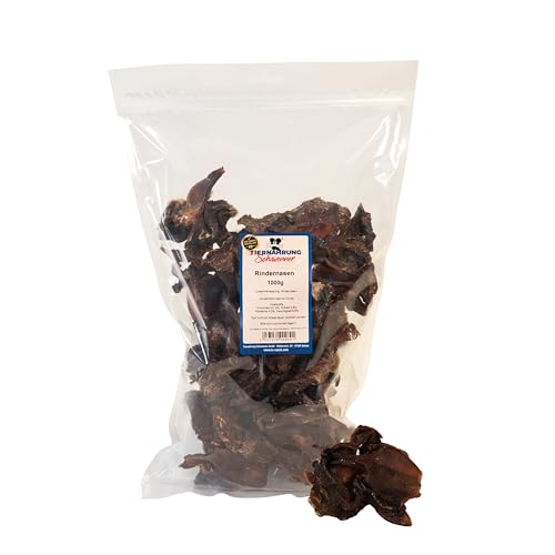 Tiernahrung Schwenner Nariz de ganado seca – Productos para masticar para perros, golosinas para perros, alternativa para el cuidado dental del perro, 1000 g