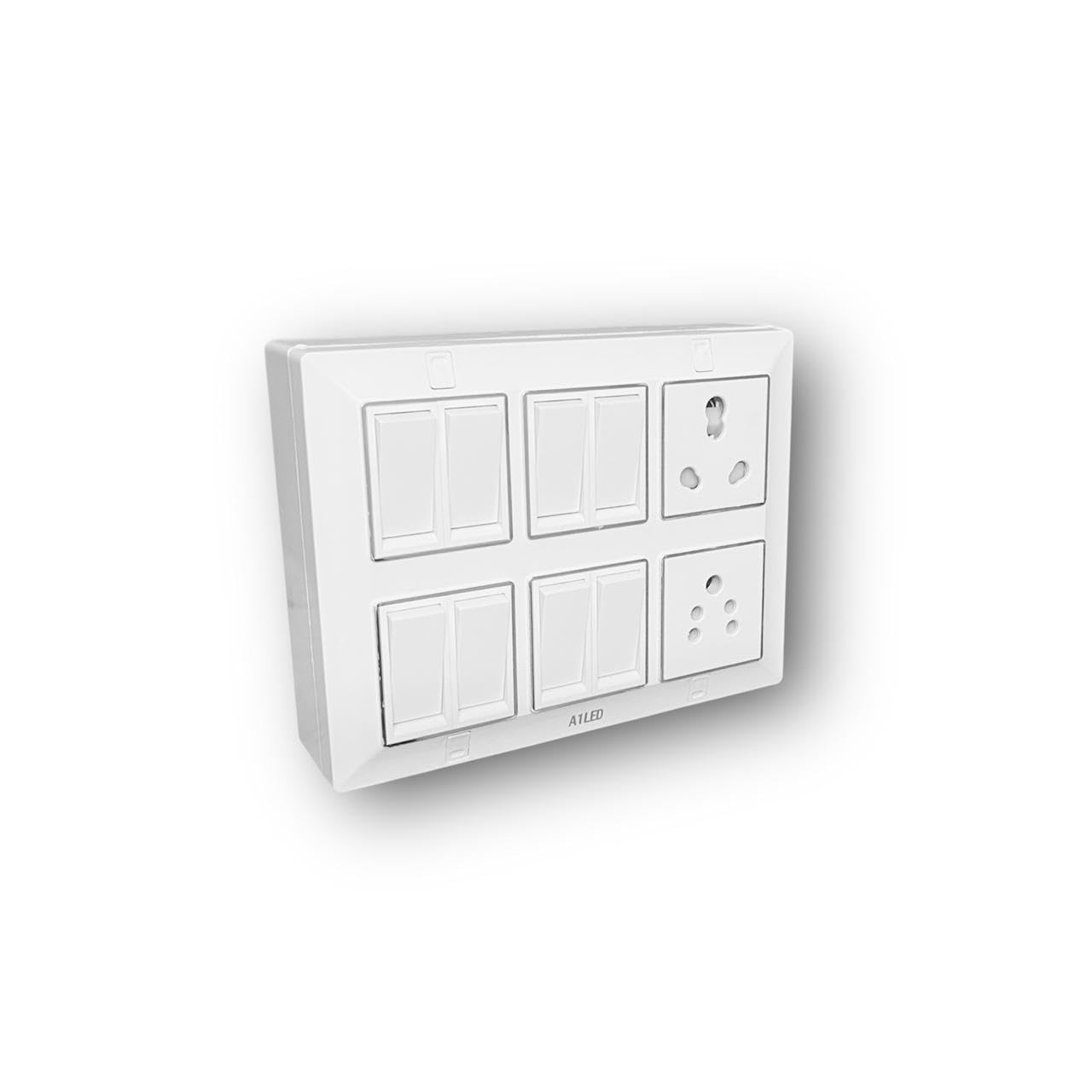 12 Modular Switch Panel with 7 x 10A Switches, 1 x 10A Socket, 1 x 20A Socket, 1 x 20A Switch | For Home, Kitchen & Office