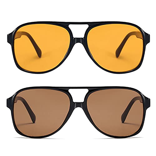 BUTABY Vintage Aviator Sunglasses for Women Men Retro 70s Glasses Classic Large Squared Frame UV400 Protection2