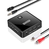【Optische Digital- / AUX-Verbindung】 Es werden zwei Verbindungsmethoden unterstützt. Bei Verwendung an einem Fernsehgerät mit optischem digitalem Audioausgang wird empfohlen, den Bluetooth Adapter mit dem mitgelieferten optischen Digitalkabel zu verbinden.