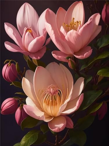 Peinture diamant fleur rose 50x80cm avec kit complet broderie