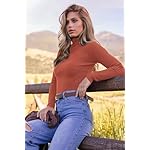 Ekouaer Women's Mock Turtleneck Long Sleeve Shirts Ribbed Knit Lightweight Pullover Sweater Stretch Fitted Thermal Top - Image 3