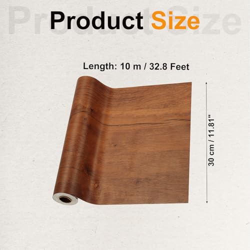 Image of PATIKIL Wood Grain Tape 12 inch x 32 ft, Self-Adhesive Wood Texture Repair Tape Realistic Wooden Effect Patch for Furniture Cabinets Floor Walls, Teak