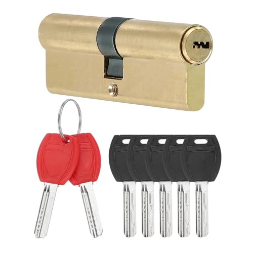 PATIKIL European Double Lock Cylinder, 90mm(40/10/40) Door Cylinder Lock with 7 Keys Solid Brass Lock Cylinder for Anti-Theft Wooden Aluminum Door