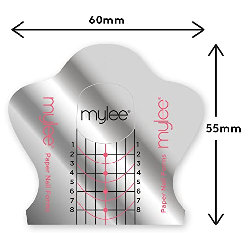 Mylee 500Pcs Nail Paper Forms - Professional Nail Art Tools for Nail Extensions, Self-adhesive Modelling Stencils, Use with Polymer Gel, Builder Gel & Acrylic, DIY Sticker Guide (Flat pack, 500)