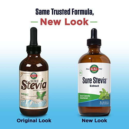 Kal Sure Stevia Extract Zero Calorie Sweetener, Low Carb, Plant Based Liquid Stevia Drops, Great Taste, Zero Sugar, Low Glycemic & Perfect For A Keto Diet, 60-Day Guarantee, Approx. 1555 Servings, 8Oz #TOP2