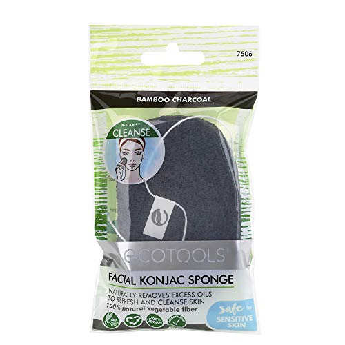 Ecotools, Sponge Facial Konjac Charcoal, 1 Count