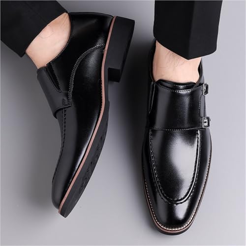 Men Dress Formal Shoes Toe Double Monk Luxury Leather Uniform Slip-on Pointed Toe Anti-Slip Slip Resistant Rubber Sole Prom3