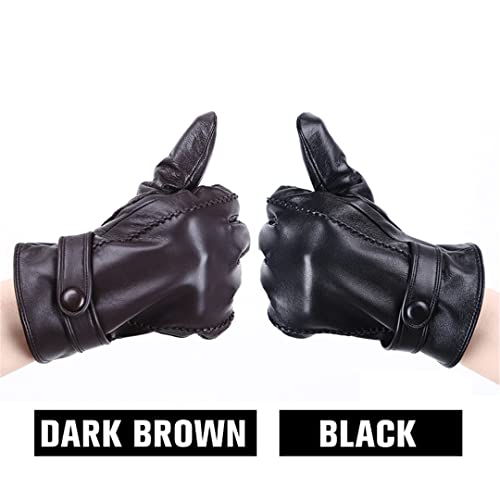Guantes de Cuero para Hombre Rayas de Piel de Oveja en Ambos Lados Guantes de Pantalla táctil Guantes cálidos