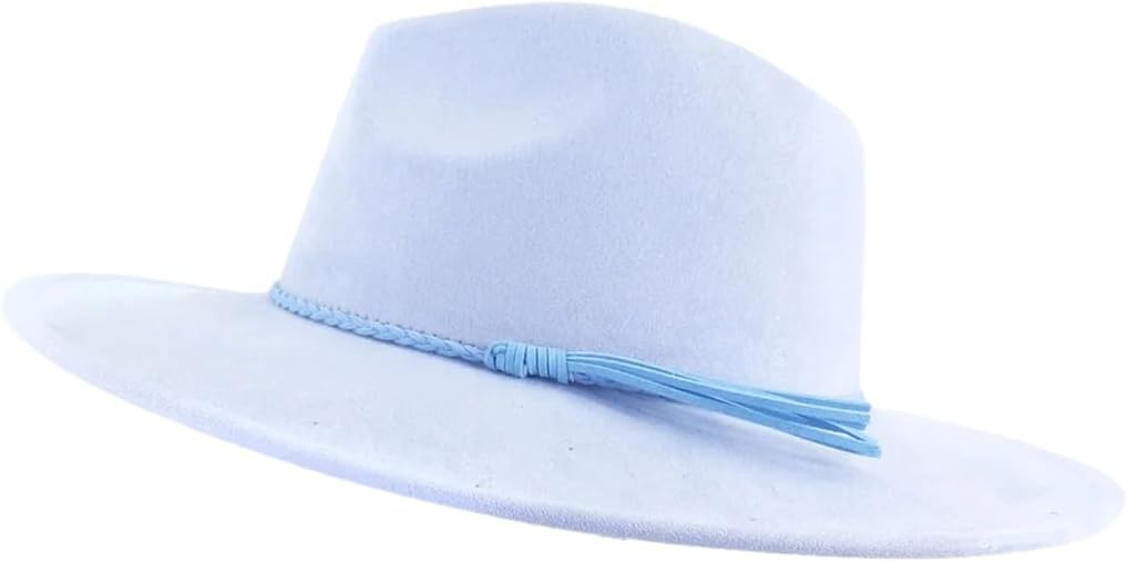 Generic Suede Wide Brim Felt Fedoras Women's Hat Men's Church Jazz Hat Denim Hat 09 56-58cm, Medium