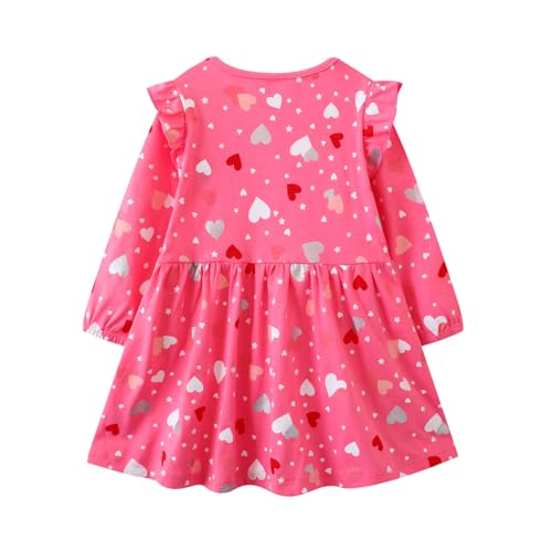 Toddler Girls Dresses Long Sleeve Ruffle Sleeve Fall Winter Cotton Casual Dress 2T-7T2