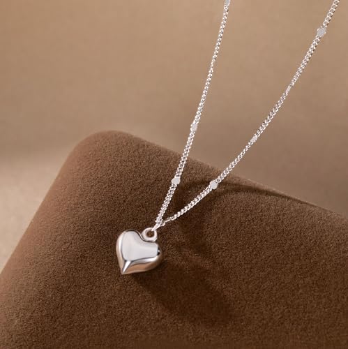 SLUYNZ Solid 925 Sterling Silver Love Heart Choker Necklace for Women Teens Simple Sweet Heart Pendant Necklace4