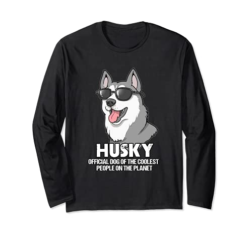 Siberian Husky Dog Cool People Long Sleeve T-Shirt, Black