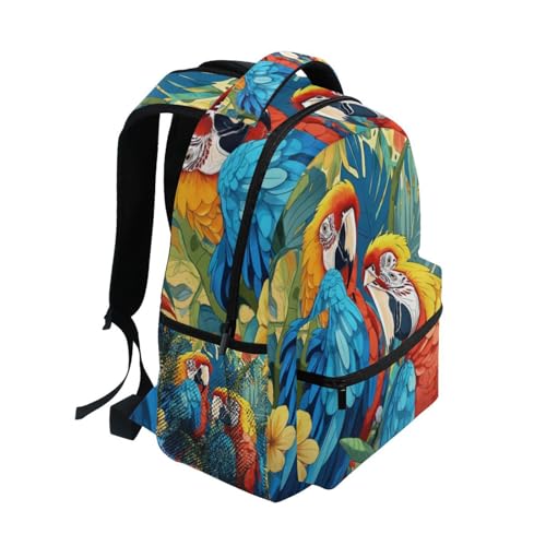 Macaw Pattern Backpack Laptop Backpack Casual Daypack with Name Tag for Men Women, Fits 15.6" Laptop2