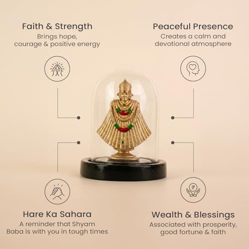 Image of Astrotalk Khatu Shyam Murti with Dome | Shyam Baba Idol for Protection, Peace & Positivity | Home Decor for Living Room, Office Desk & Pooja Room | Car Dashboard God Idol | Housewarming Gift