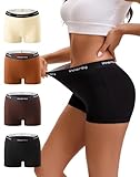 INNERSY Women's Boy Shorts Underwear Cotton Boyshorts Panties High Waist Boxer Briefs 4-Pack(Medium,Caramel)